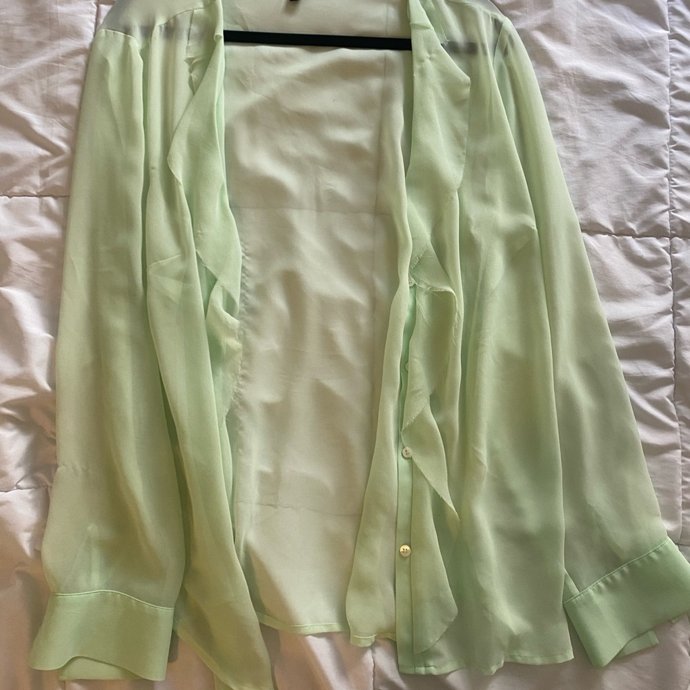 ann taylor sheer button up top
